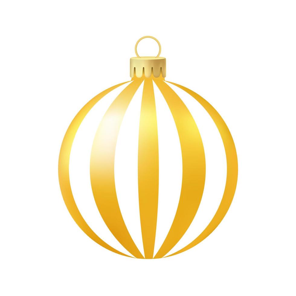 Yellow Christmas tree toy or ball Volumetric and realistic color illustration vector