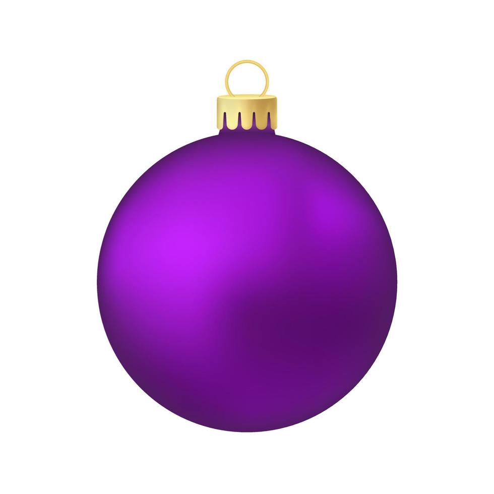 Juguete de árbol de navidad violeta púrpura o bola volumétrica y ilustración de color realista vector
