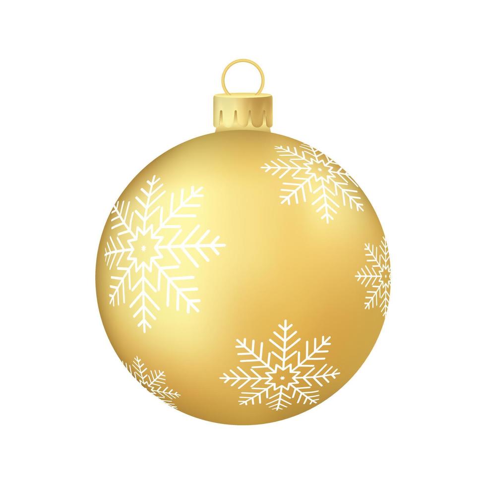 Gold Christmas tree toy or ball Volumetric and realistic color illustration vector