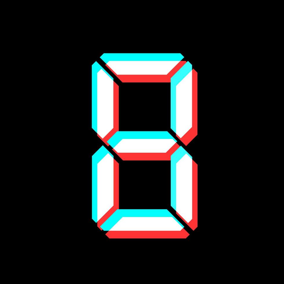 Digital number with 3d effect Electronic figure of number eight vector