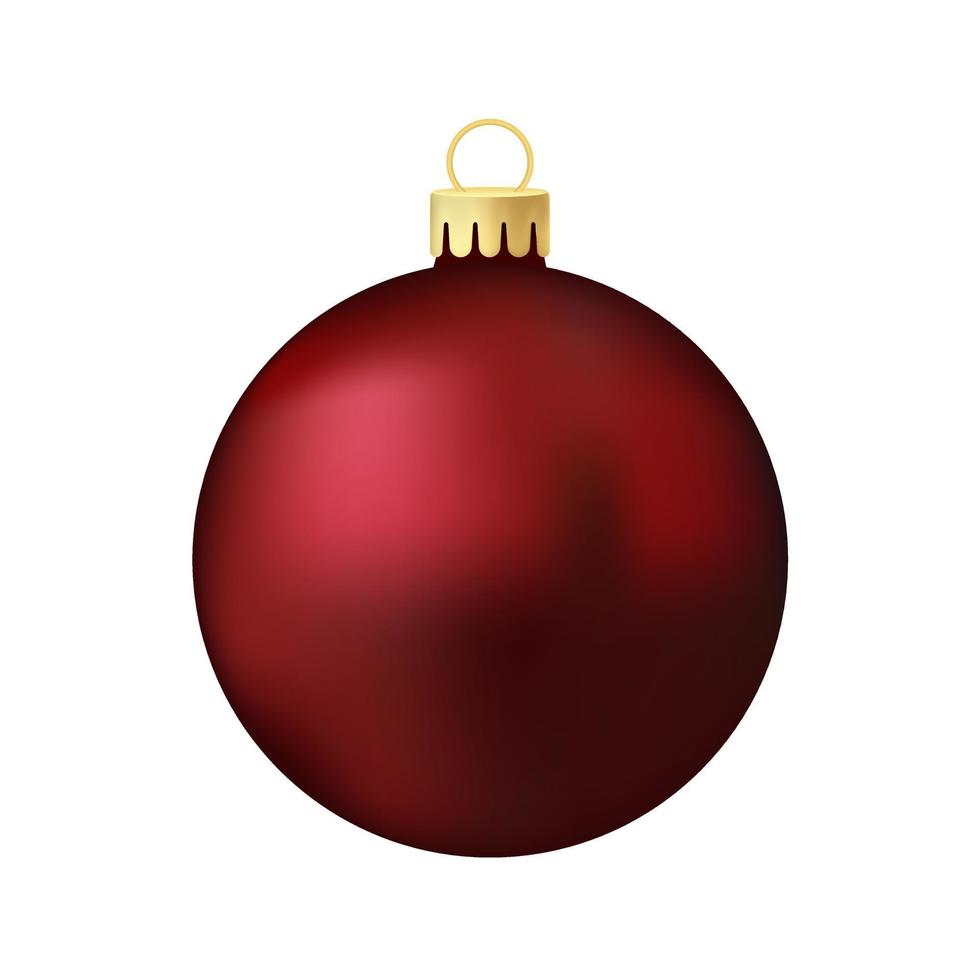 Dark red Christmas tree toy or ball Volumetric and realistic color illustration vector