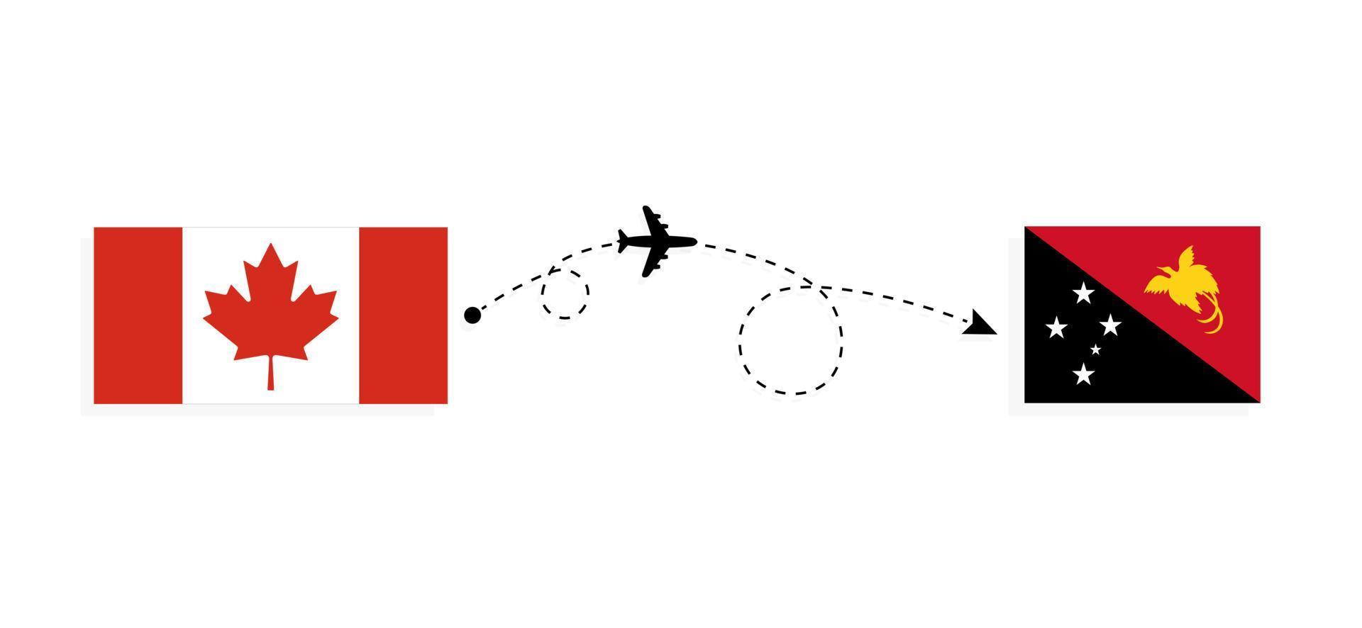 Flight and travel from Canada to Papua New Guinea by passenger airplane Travel concept vector