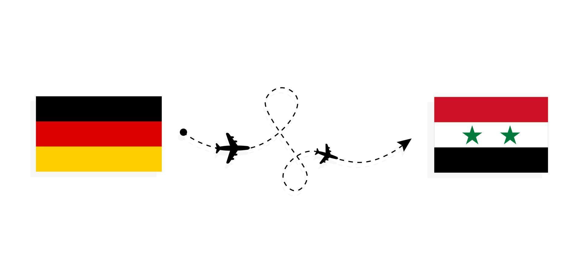 vuelo y viaje desde alemania a siria en avión de pasajeros concepto de viaje vector