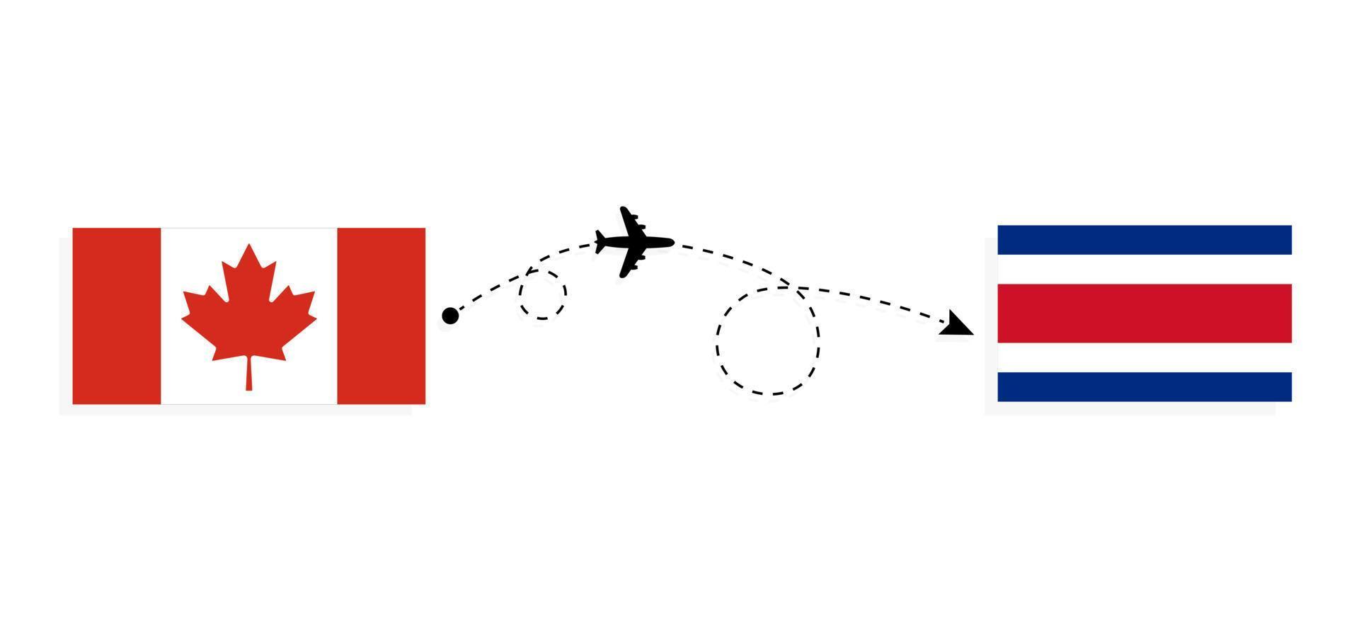 Flight and travel from Canada to Costa Rica by passenger airplane Travel concept vector