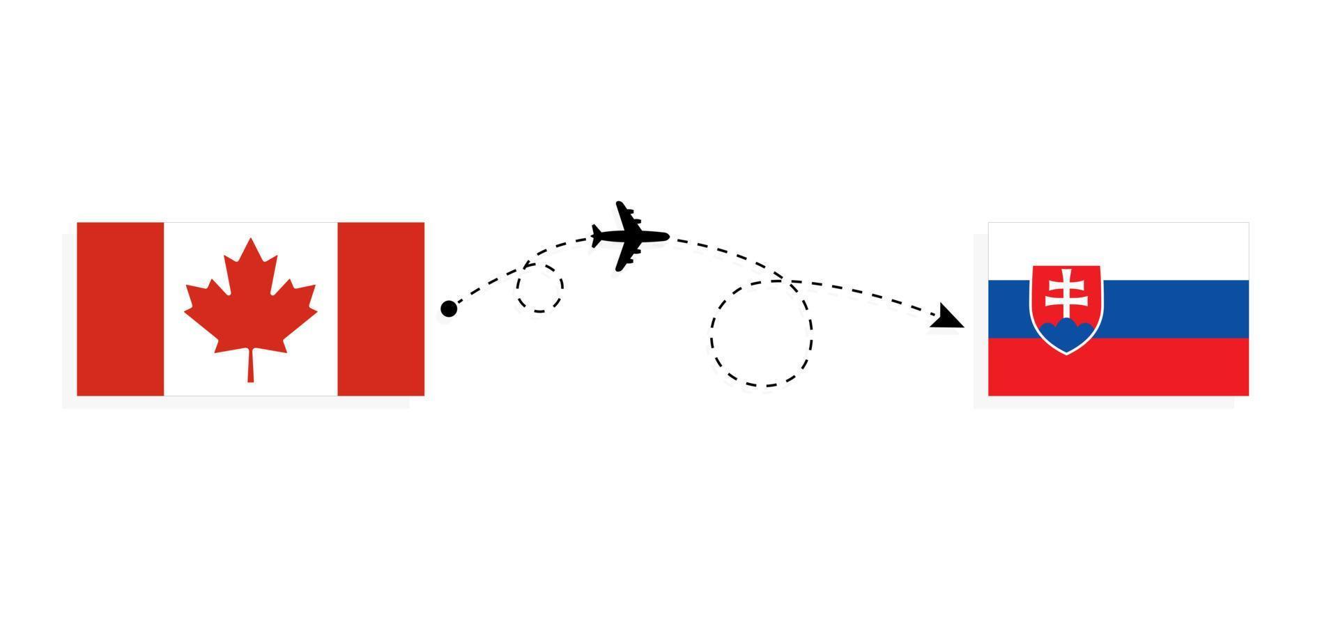 vuelo y viaje desde canadá a eslovaquia en avión de pasajeros concepto de viaje vector