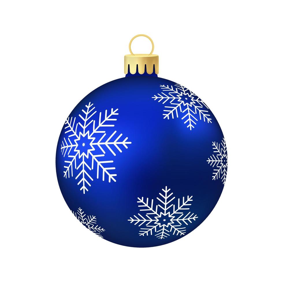 juguete de árbol de navidad azul o bola volumétrica y ilustración de color realista vector