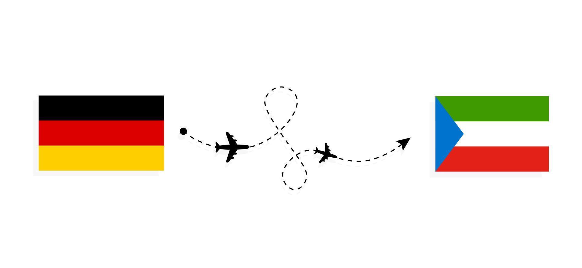 Vuelo y viaje desde Alemania a Guinea Ecuatorial por concepto de viaje en avión de pasajeros vector