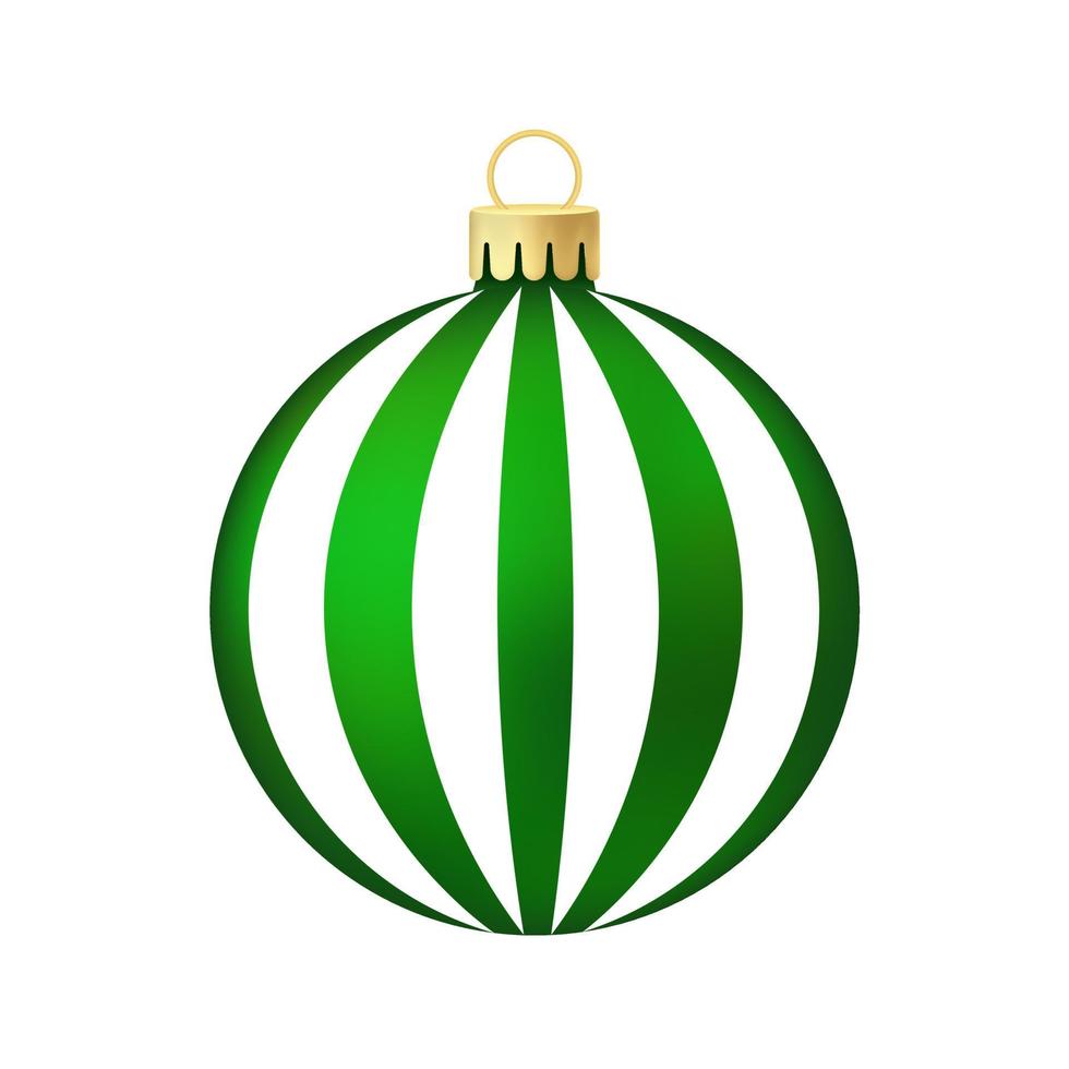 árbol de navidad verde juguete o bola volumétrica y realista ilustración en color vector