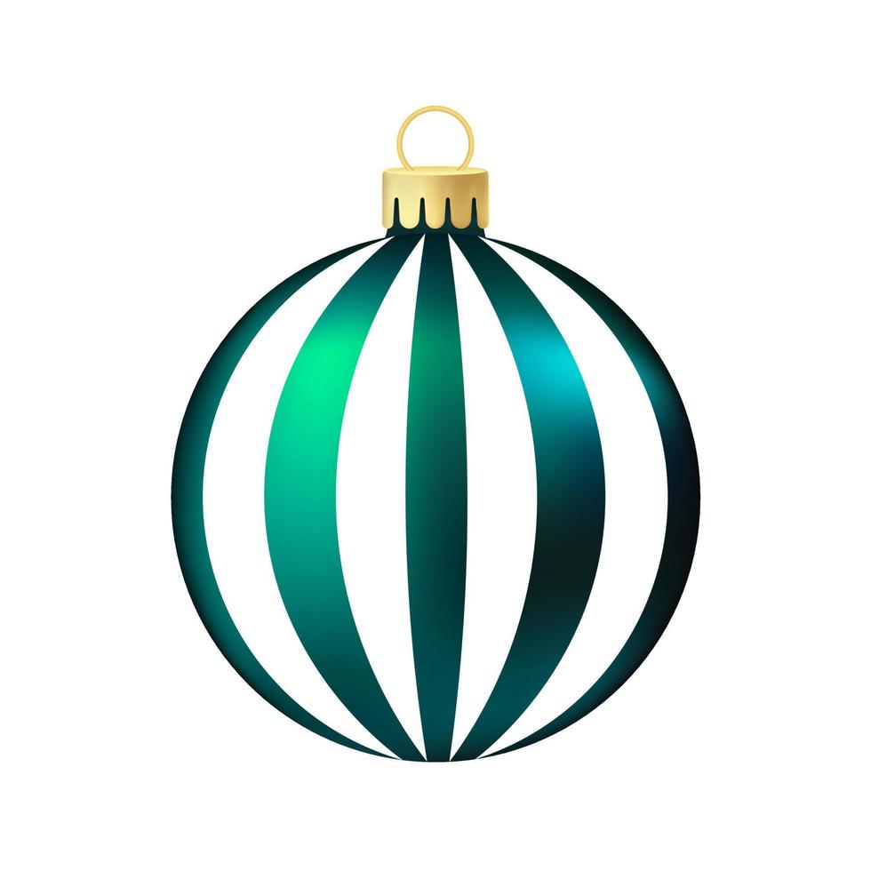 Dark green Christmas tree toy or ball Volumetric and realistic color illustration vector