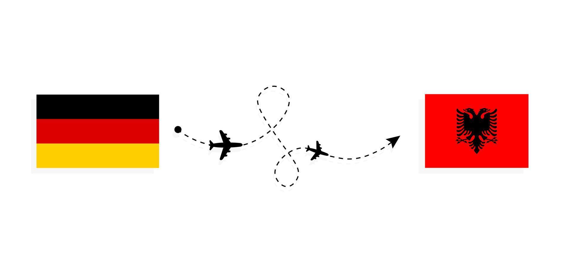 vuelo y viaje desde alemania a albania en avión de pasajeros concepto de viaje vector