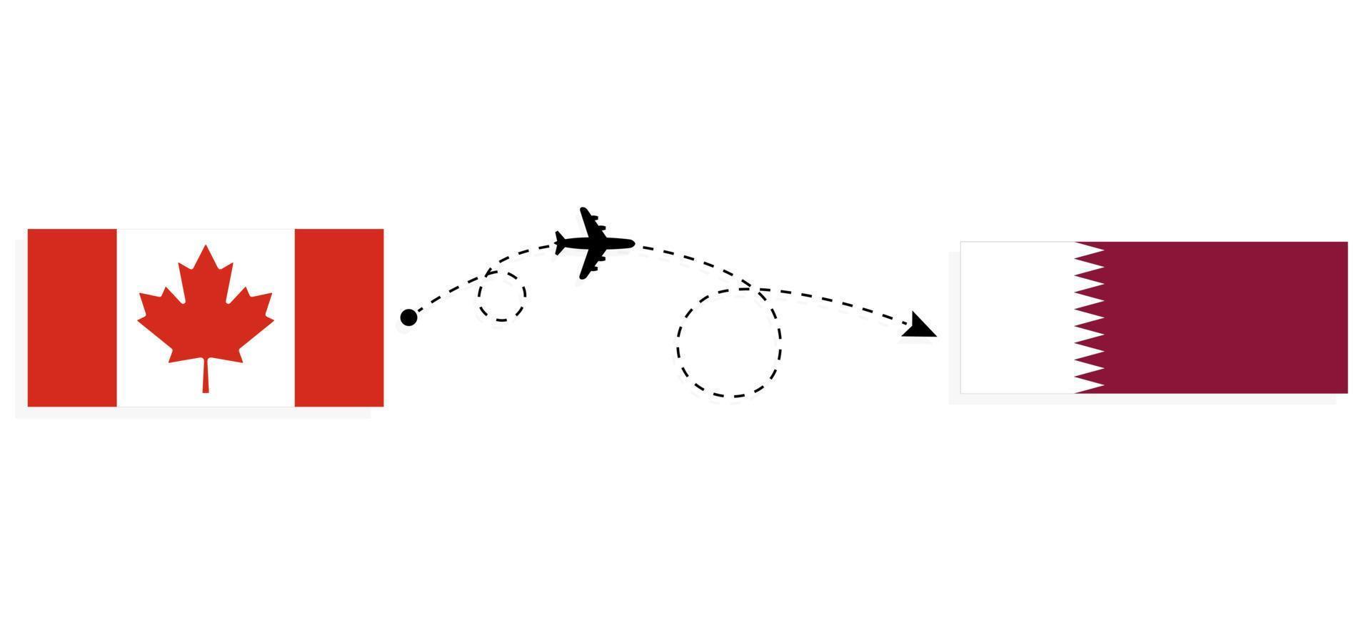 Flight and travel from Canada to Qatar by passenger airplane Travel concept vector
