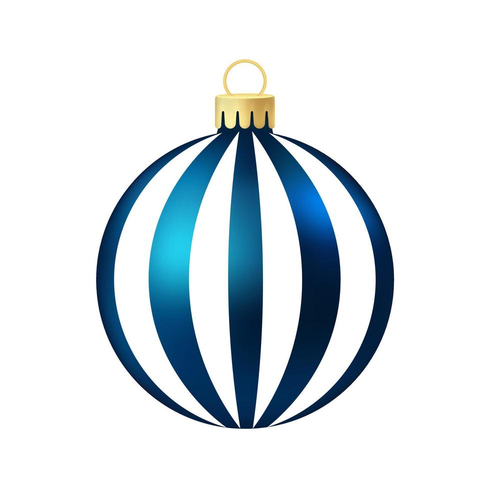 Dark blue Christmas tree toy or ball Volumetric and realistic color illustration vector