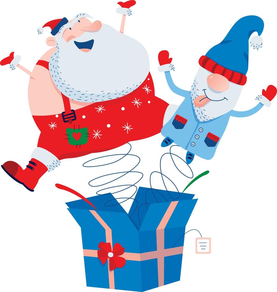 santa and gnome on springs vector
