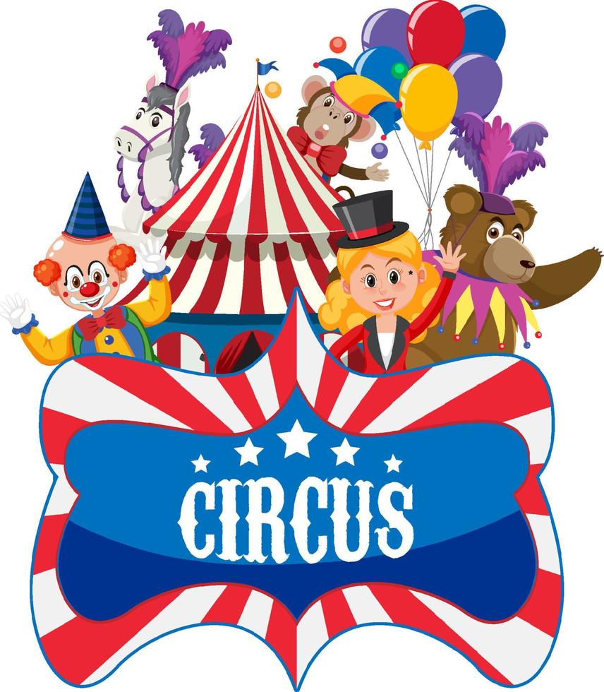 Circus banner with circus characters vector