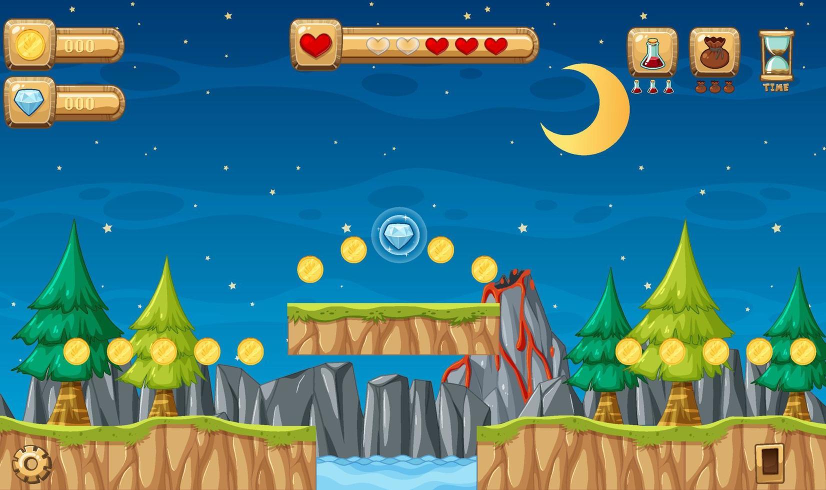 Game Template Forest Scene vector