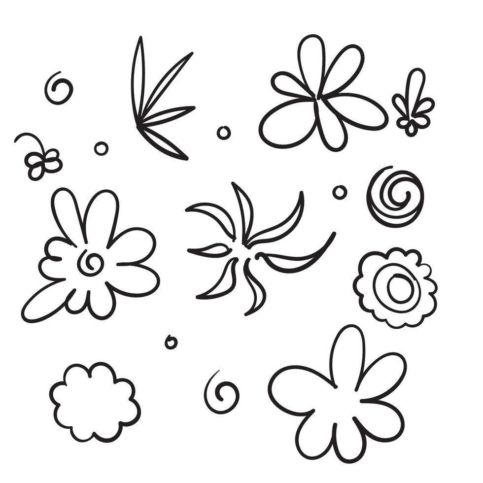 hand drawn doodle flower element collection illustration vector