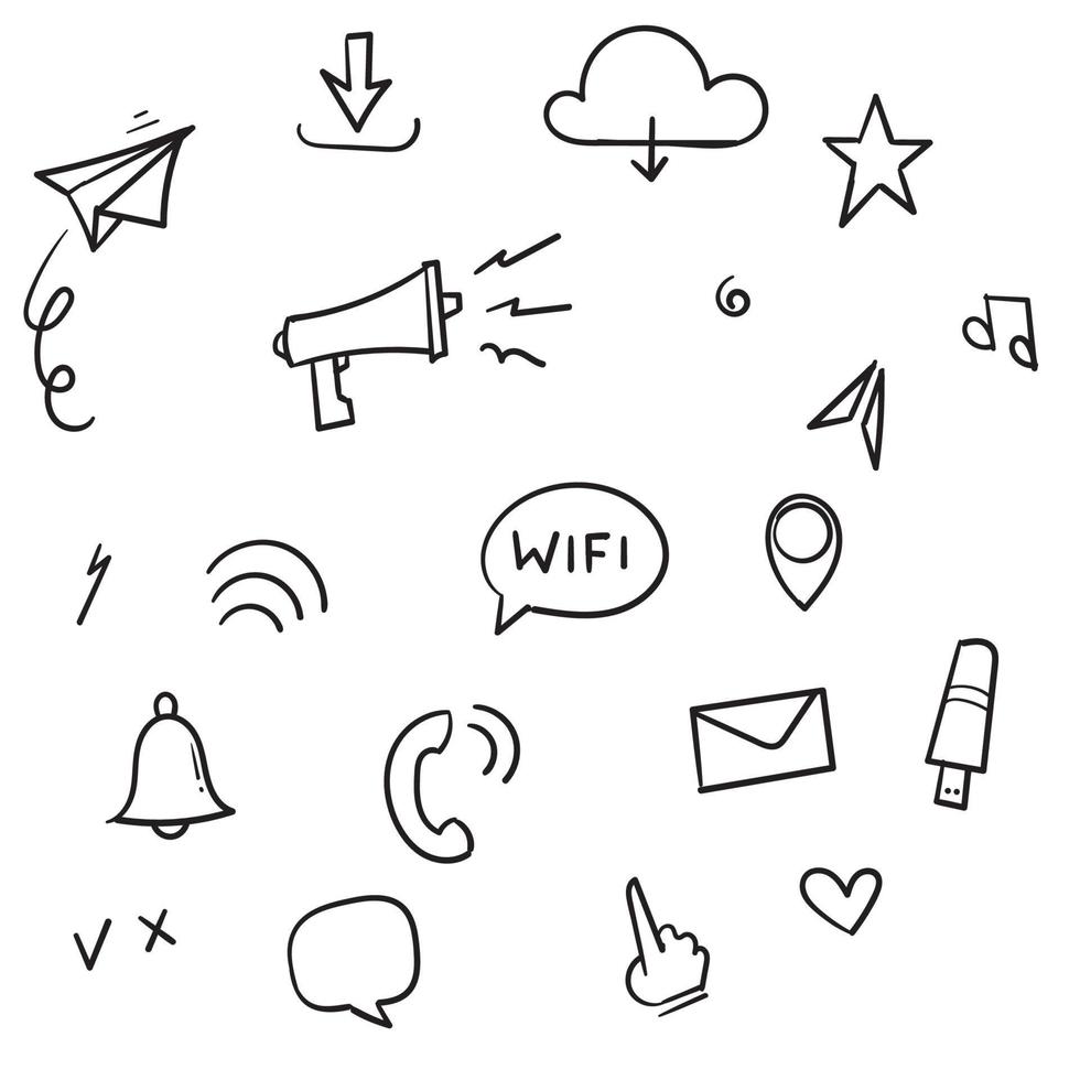 collection of social media icon hand drawn.Social media vector doodles.Vector illustration for print,web,mobile and infographics. doodle style