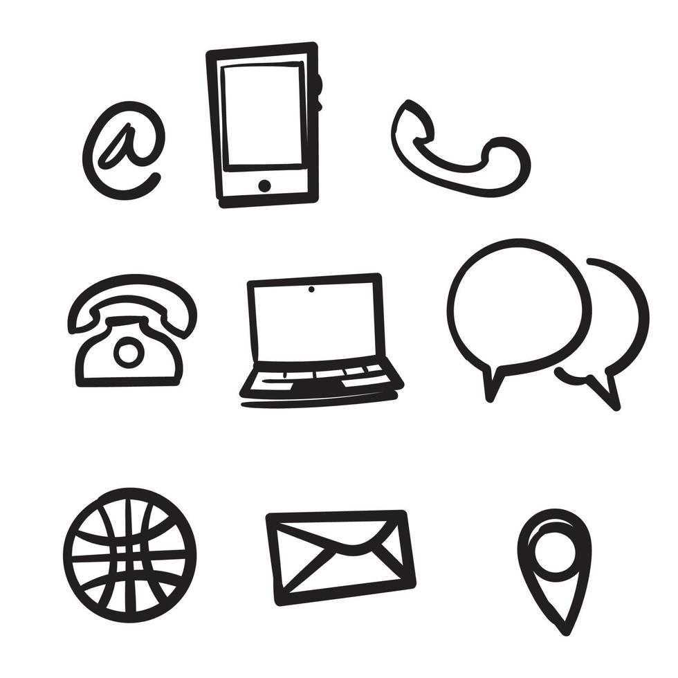 collection of hand drawn web symbol for web computer and mobile illustration isolated background vector