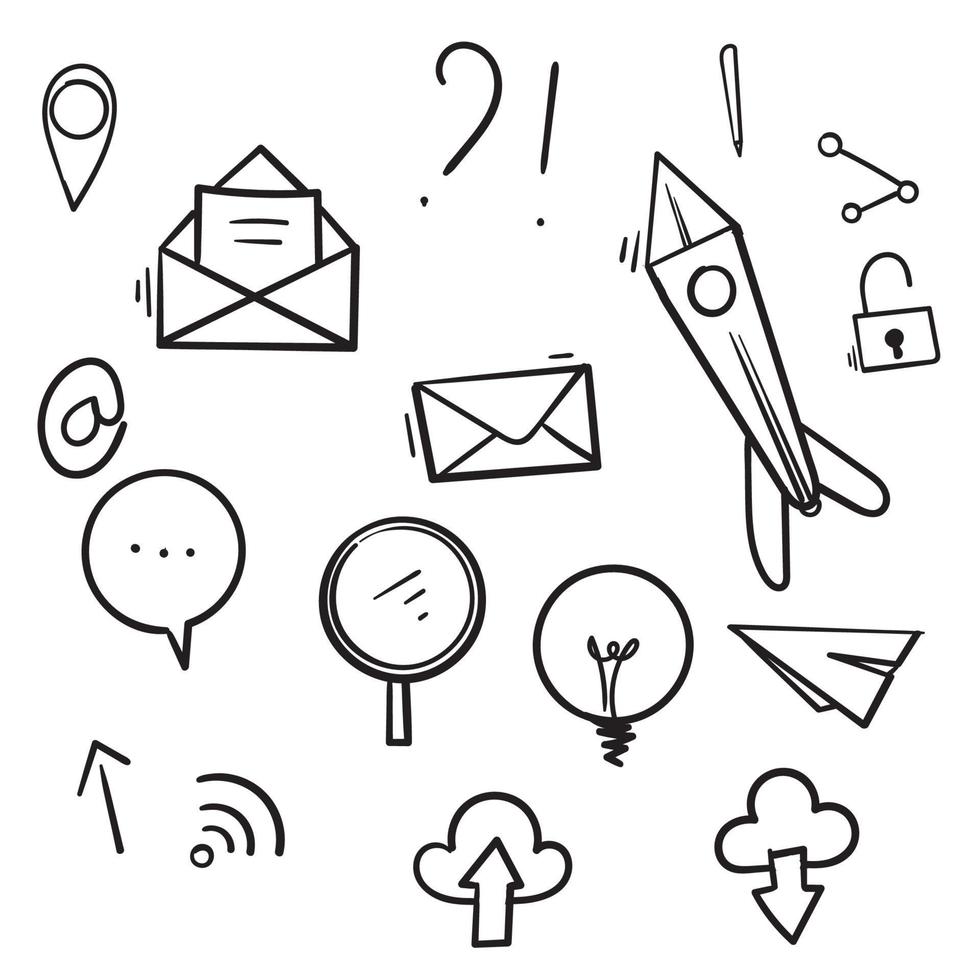 Hand draw business doodles digital platform illustration isolated background vector