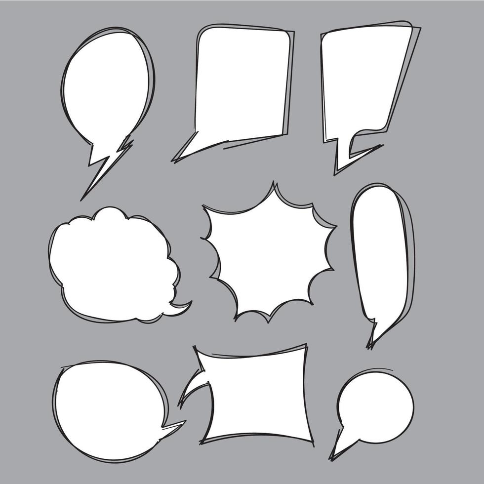 collection of Hand drawn speech bubbles. Doodle set element. Vector illustration.cartoon style