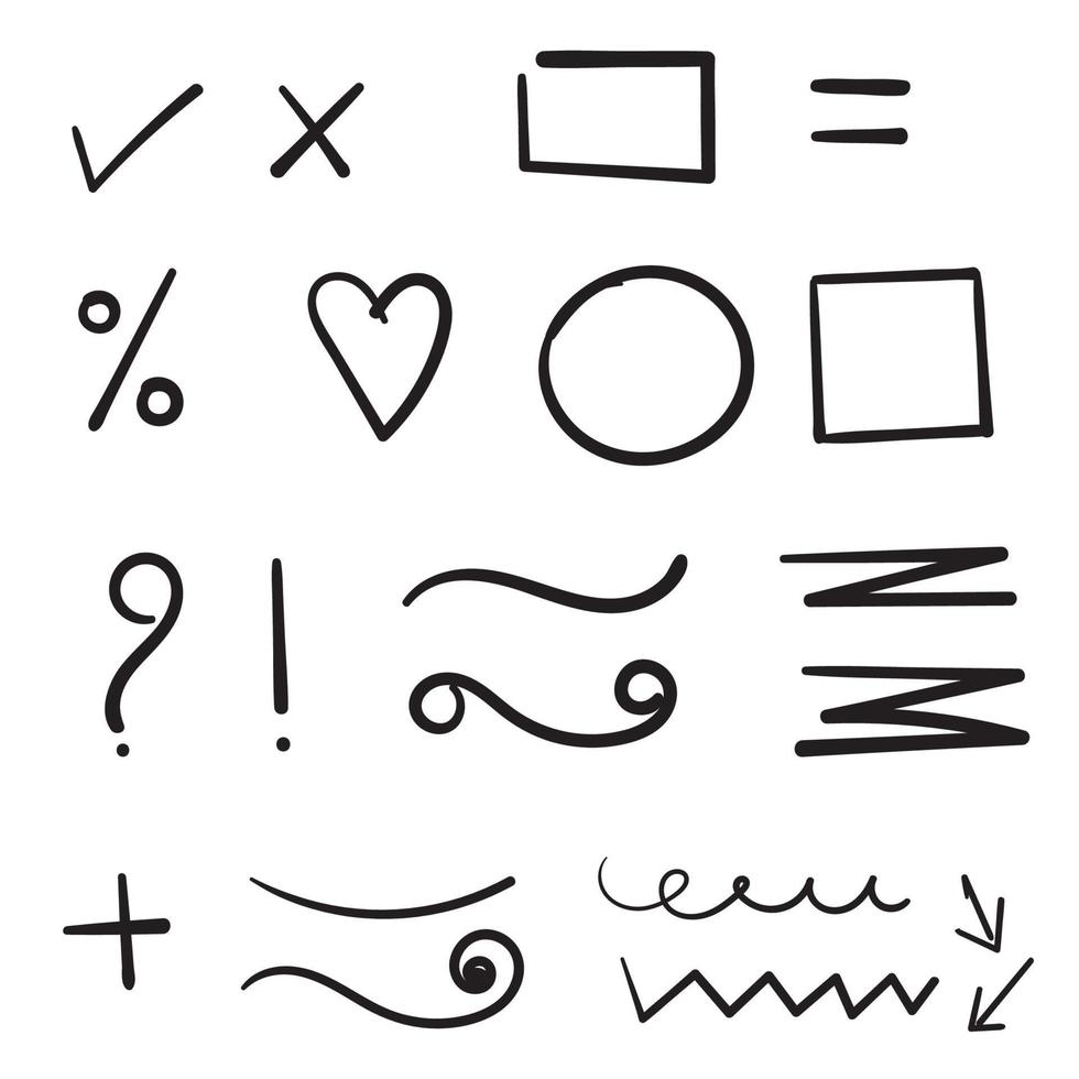 collection of doodle design element.collection hand drawn style vector