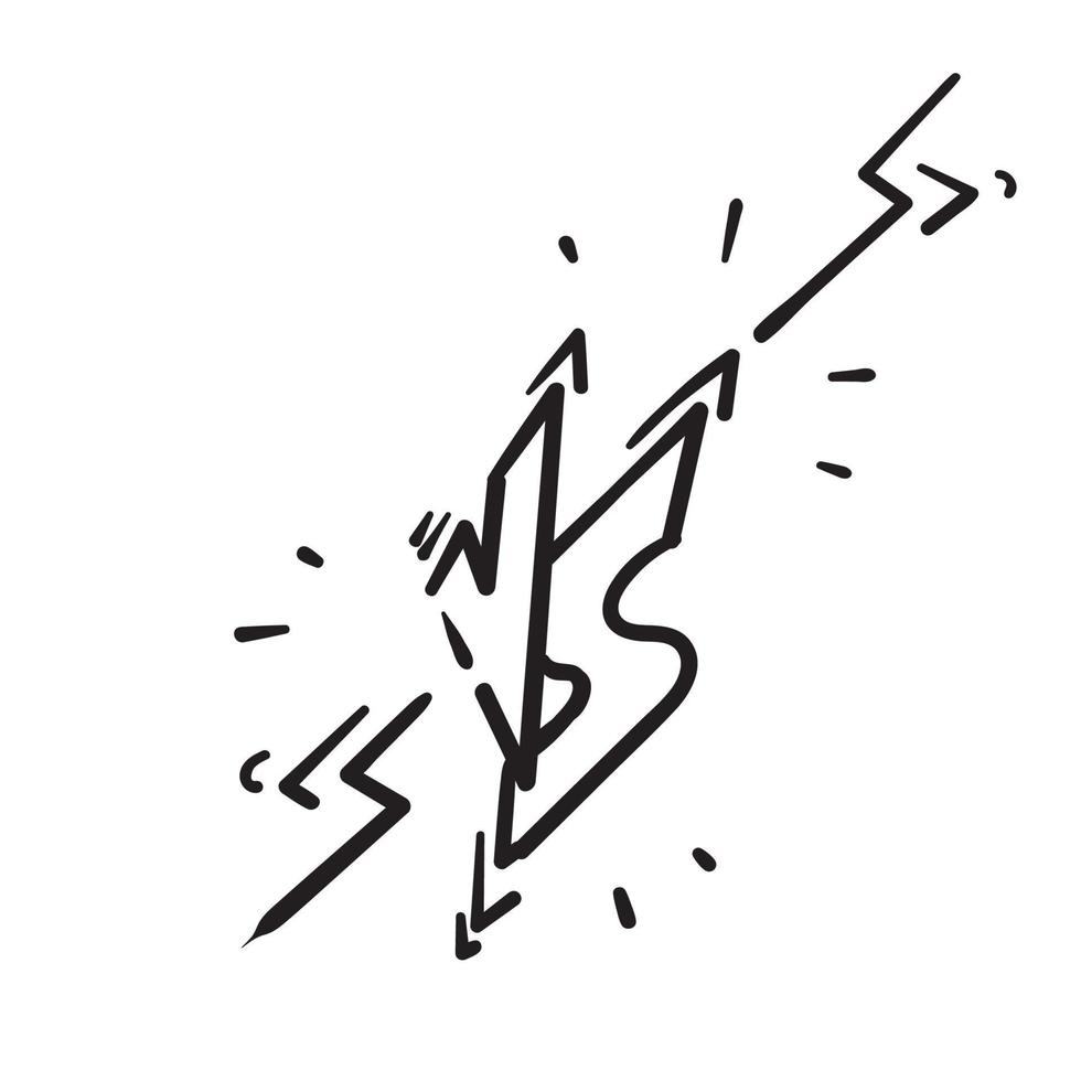 hand drawn Comics vs frame. Versus lightning ray border, comic fighting duel and fight confrontation logo. Vs battle challenge, sports team matches conflict isolated cartoon vector background doodle