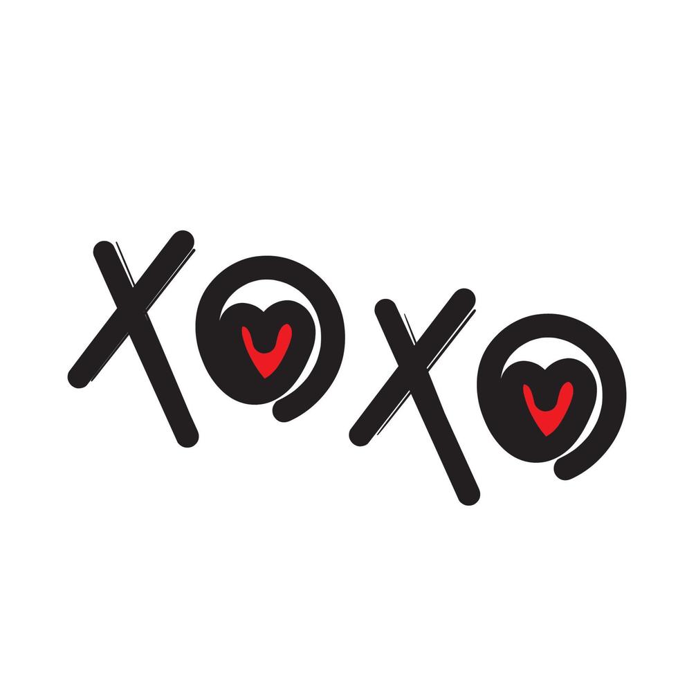 hand drawn doodle xoxo illustration symbol for hug and kiss doodle style vector