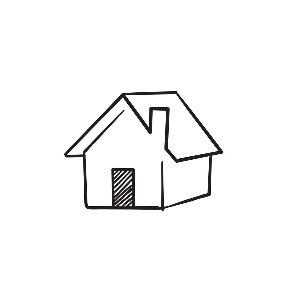doodle house icon illustration with hand drawn cartoon style vector