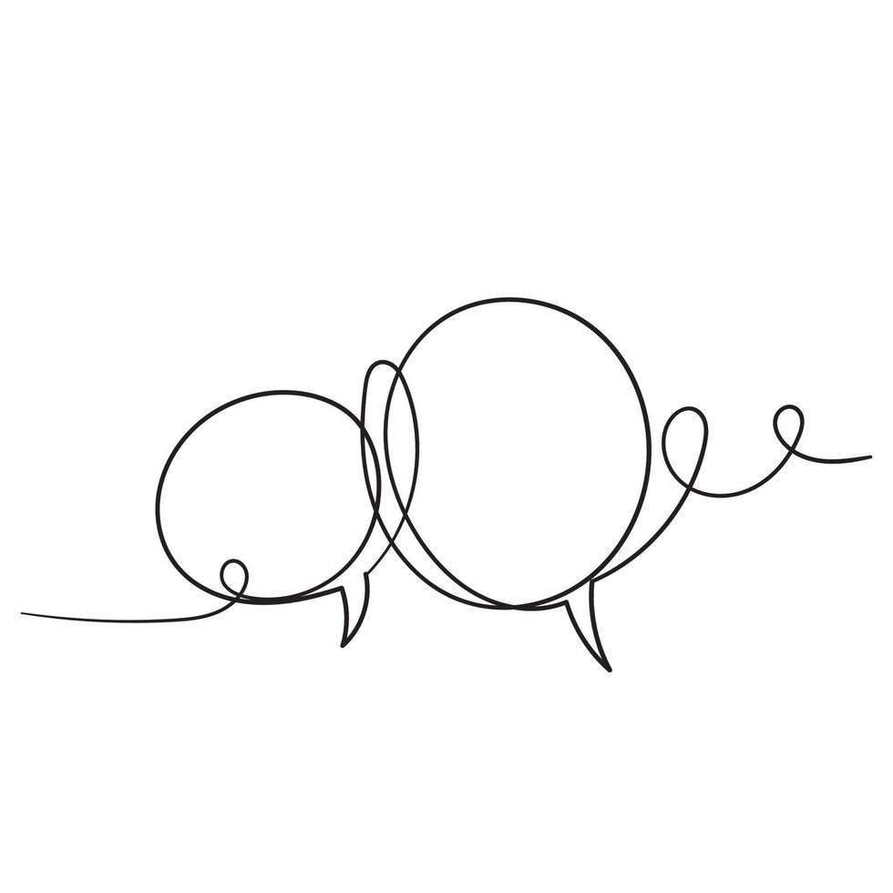 dibujado a mano ilustración de discurso de burbuja con estilo de una sola línea vector
