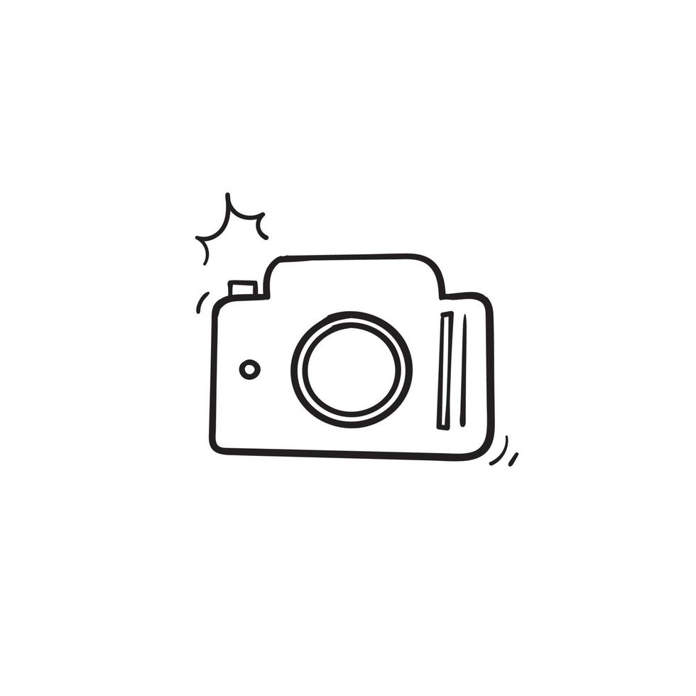 hand drawn camera icon illustration with doodle style vector
