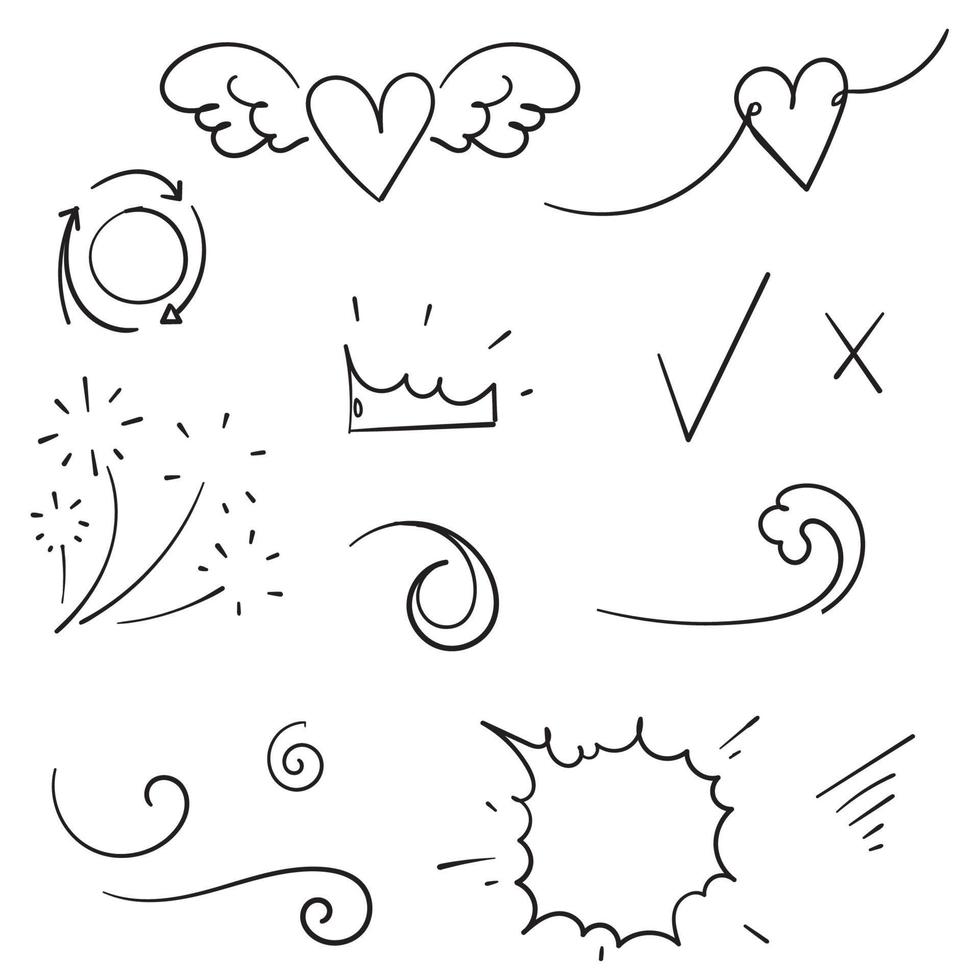 Vector hand drawn collection of design element doodle
