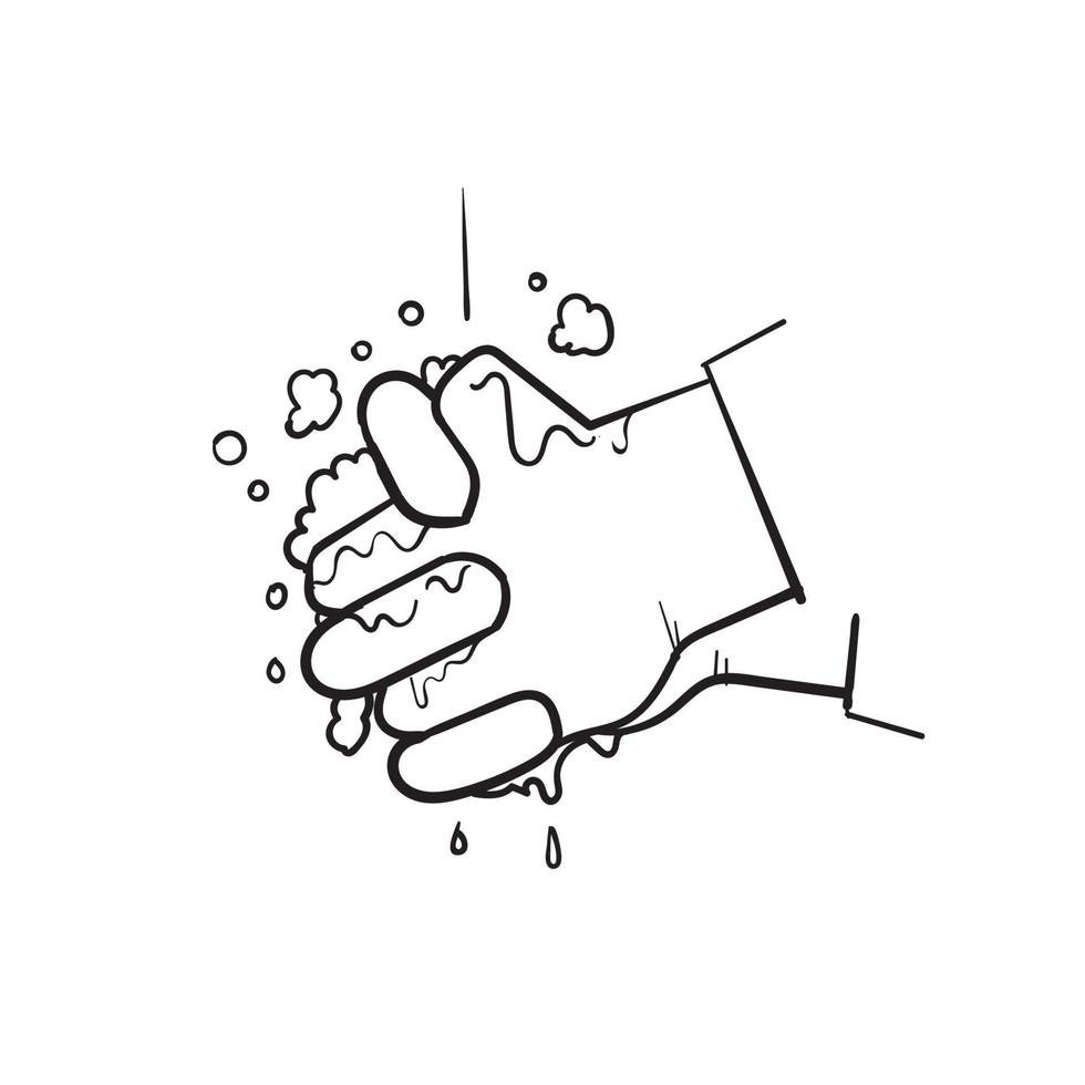 doodle hand drawn washing hand illustration icon symbol isolated background vector