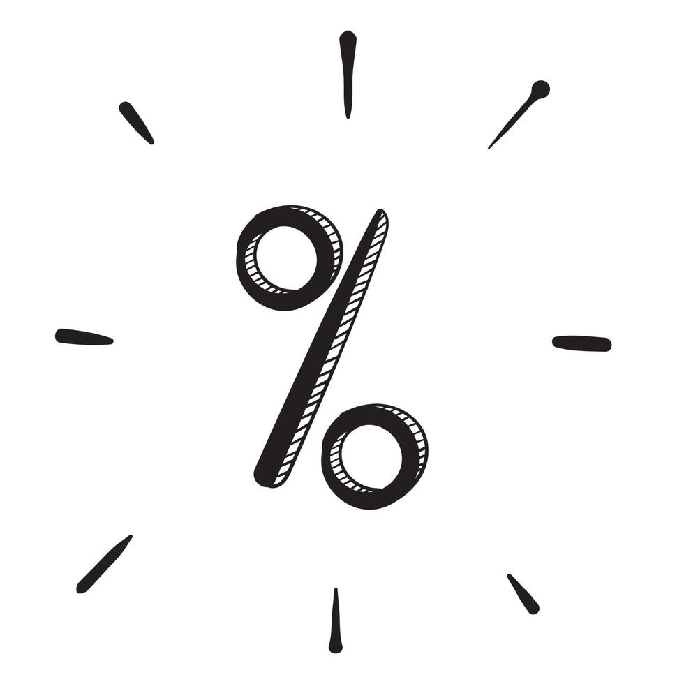 hand drawn doodle percentage icon illustration with cartoon style vector isolated