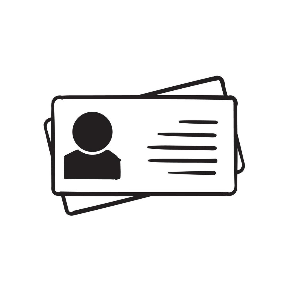 hand drawn Employee clerk card, id card icon, vcard vector icon illustration for graphic design, logo, web site, social media, mobile app, ui . doodle