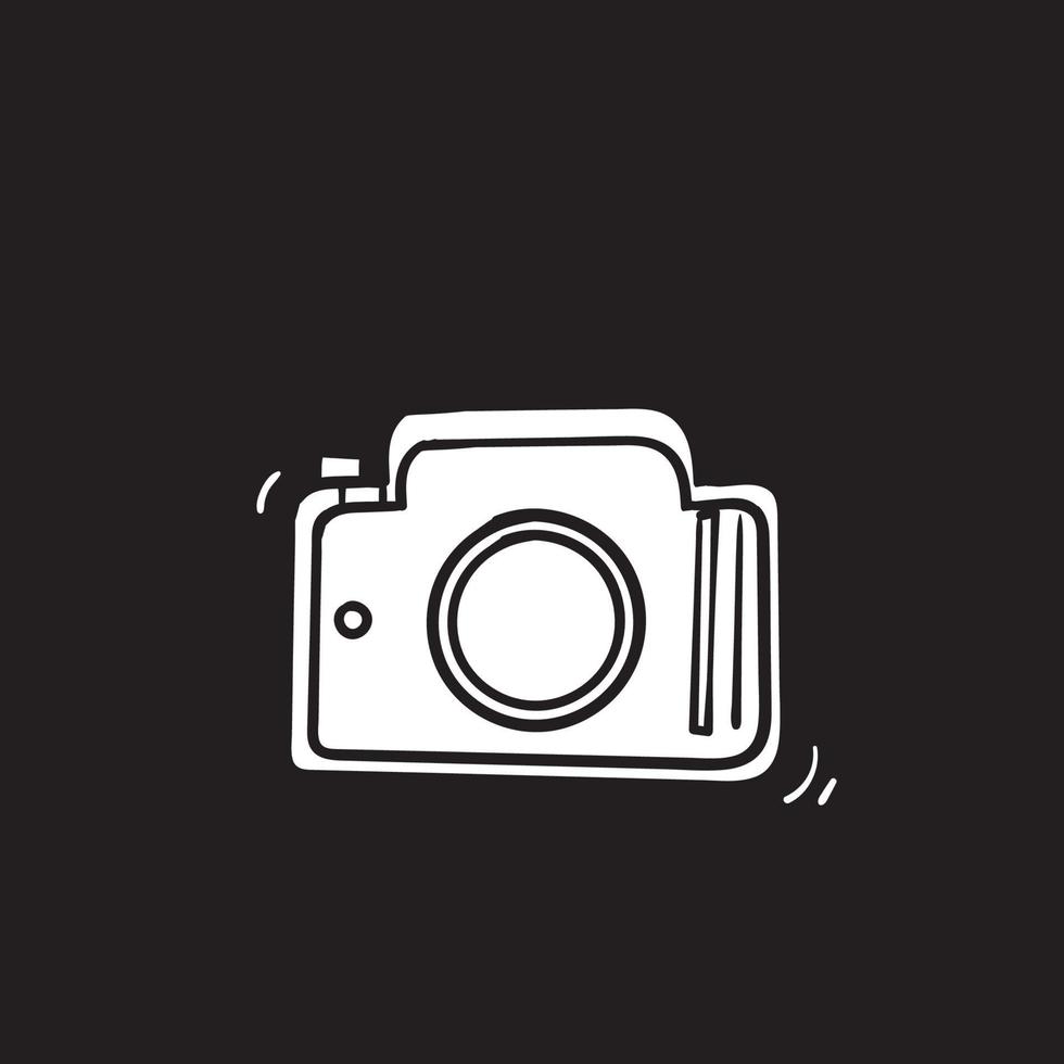hand drawn camera icon illustration with doodle style vector