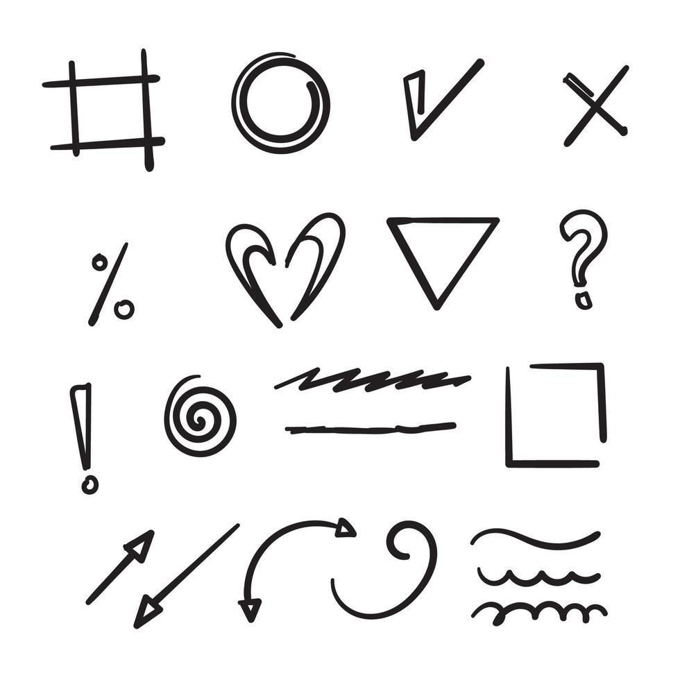 collection of doodle design element.collection hand drawn style vector