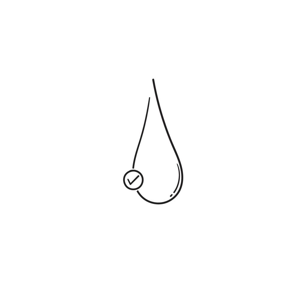 hand drawn drop of water with check mark symbol illustration doodle vector
