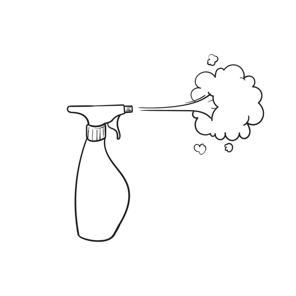 Dibujado a mano botella de aerosol antiséptico icono ilustración vector fondo aislado