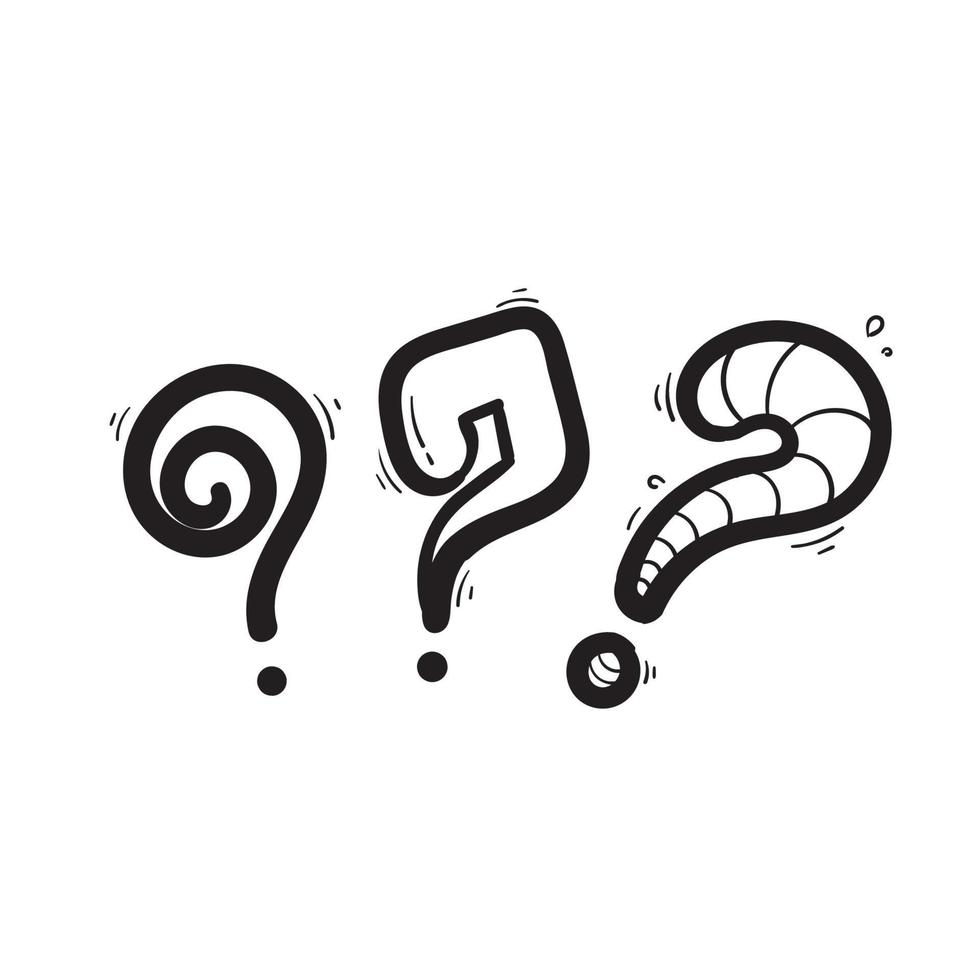 Set of hand drawn question marks. doodle questions marks set. vector illustration isolated background