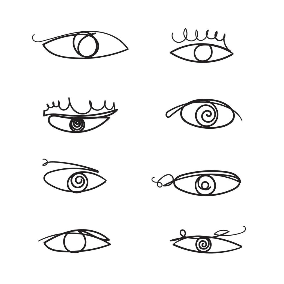 hand drawn doodle eye illustration icon with continuous line style vector