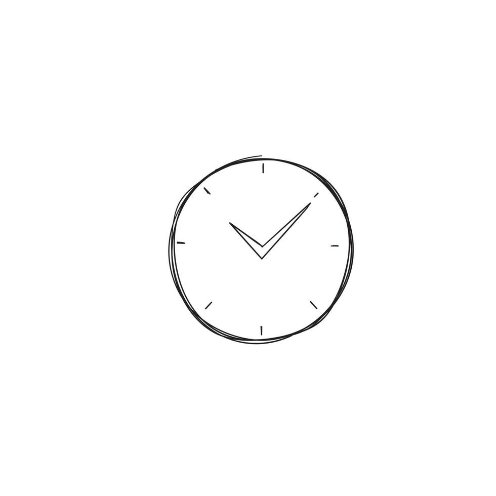 hand drawn doodle clock illustration with doodle style vector