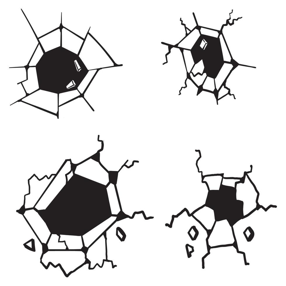 dibujado a mano doodle elemento de ilustración de grieta con vector de estilo de arte de dibujos animados