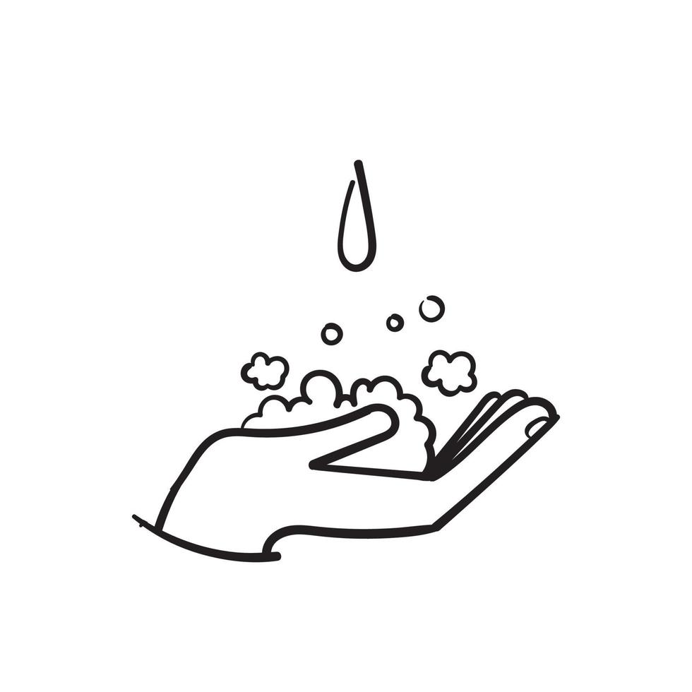 hand drawn Washing Hands Related Vector Line Icons. Contains such Icons as Washing Instruction, Antiseptic, Soap. doodle illustration