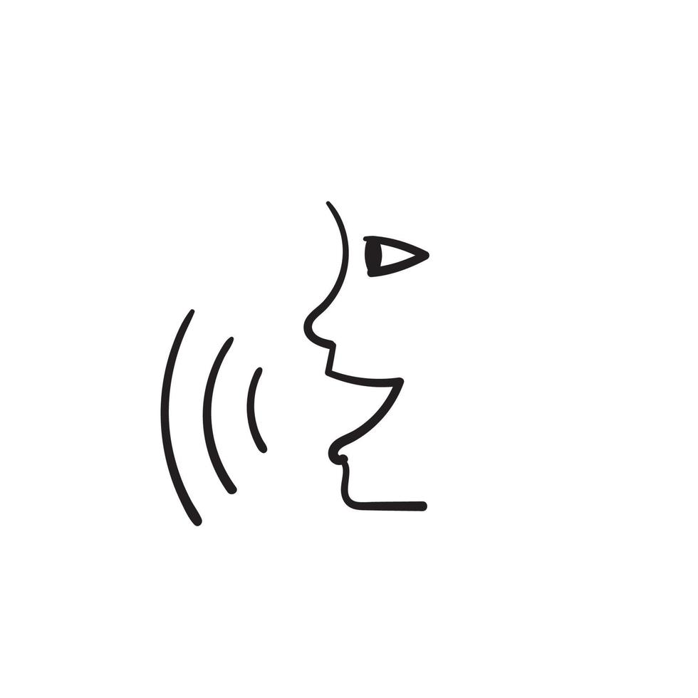 concepto de reconocimiento de voz dibujado a mano. Diseño de control de voz para web, sitio web, estilo de dibujo de aplicación móvil vector