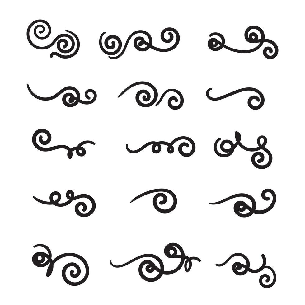 Hand drawn flourishes swirls, text dividers, wedding decor design elements.doodle style vector