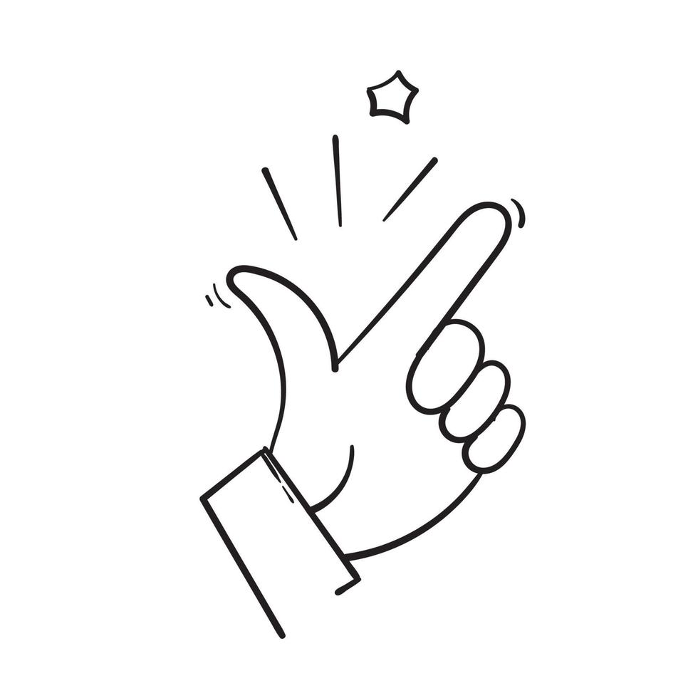 dibujado a mano dedo chasqueando gesto de mano mínimo doodle línea contorno trazo icono vector