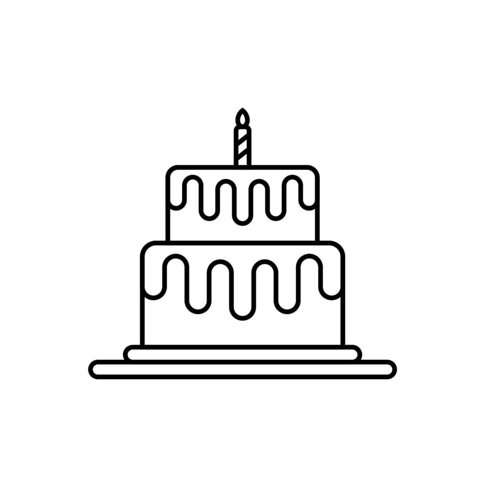 icono de pastel de cumpleaños simple sobre fondo blanco vector