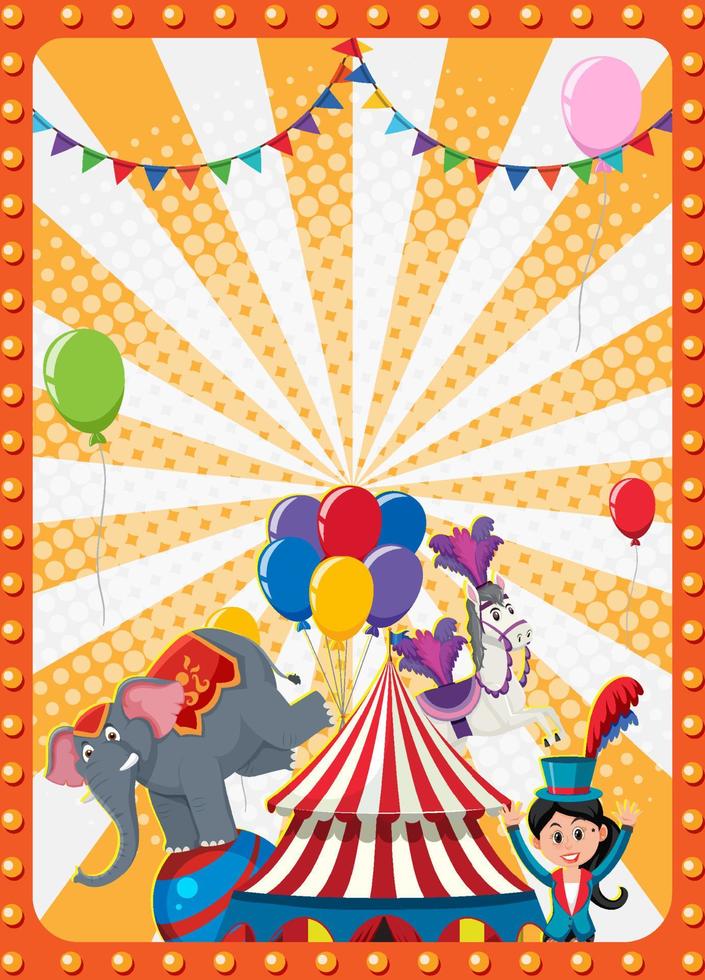 Circus poster background with cartoon character vector