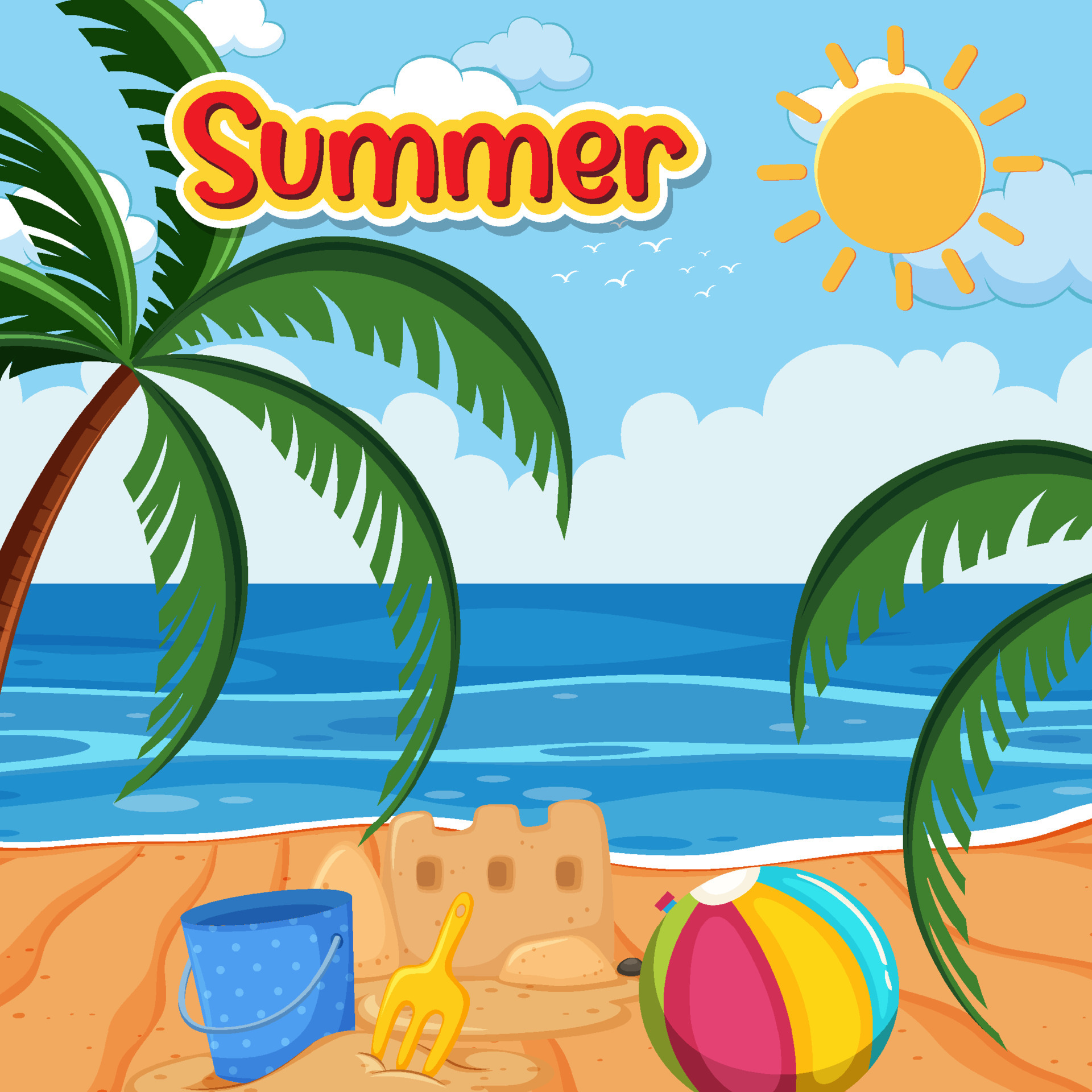 Summer season with beach background 4473639 Vector Art at Vecteezy Summer season with beach background 4473639 Vector Art at Vecteezy