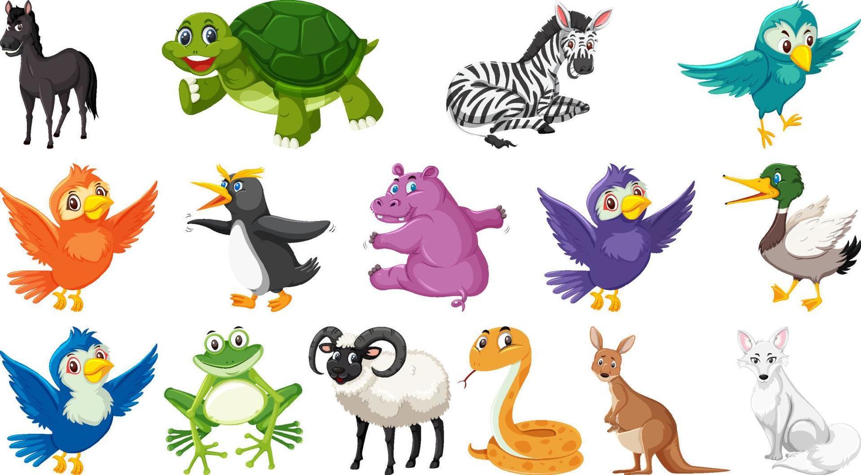 Set of isolated various animals vector